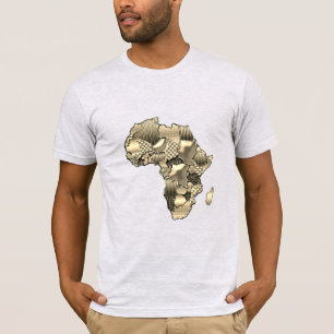 Camiseta Motivo de Mapa Africano en Oro de Moda