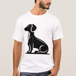 Camiseta Motivo de perro simple Silueta de perro de caza Co