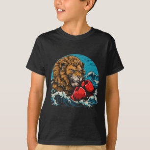 Camiseta Motivo de retrato de león boxeando Fauna aficionad
