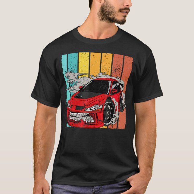 Camiseta Motivo del Racecar de conducción retro de vagón de (Anverso)