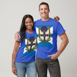 Camiseta Motivo escocés Cruz y Cardo Coronado Saltire