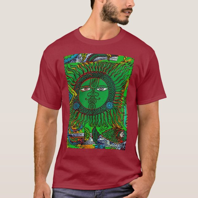 Camiseta Motivo único de máscara de tótem maya (Anverso)