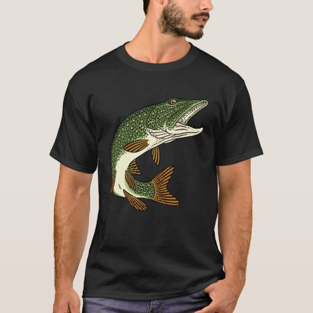 Camiseta Motivos depredadores de lucio de pesca de peces pa (Anverso)