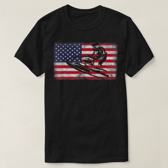Camiseta Moto acuático estilo grunge Bandera estadounidense (Diseño del anverso)