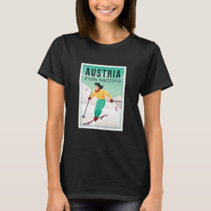 Camiseta Moto de esquí de Austria retro con patines de esqu