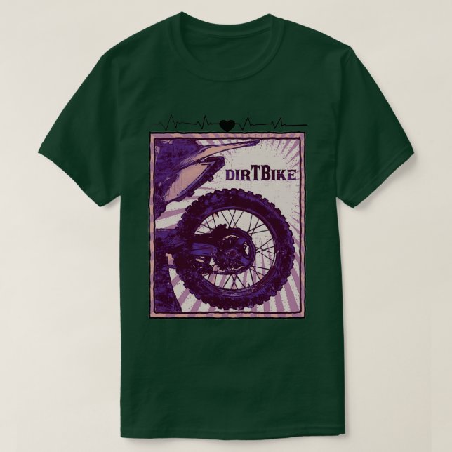 Camiseta Moto de la motocicleta Dirt Bike Heartbeat (3)  (Diseño del anverso)