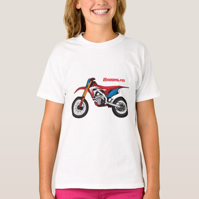 Camiseta Moto de moto de tierra roja (Anverso)