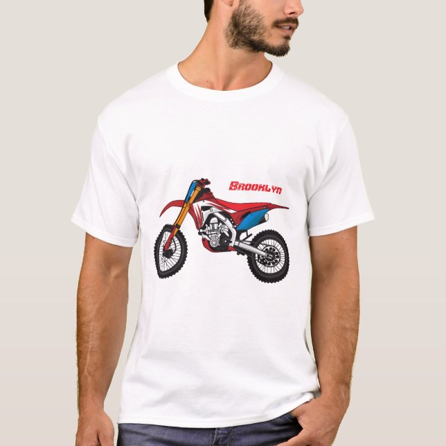 Camiseta Moto de moto de tierra roja (Anverso)