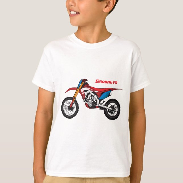 Camiseta Moto de moto de tierra roja (Anverso)