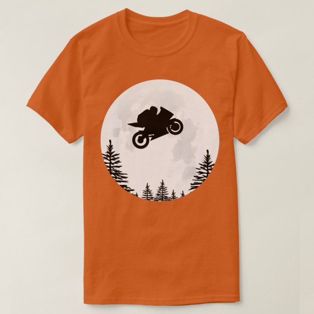 Camiseta Moto de Moto GP en moto sobre la luna (Diseño del anverso)