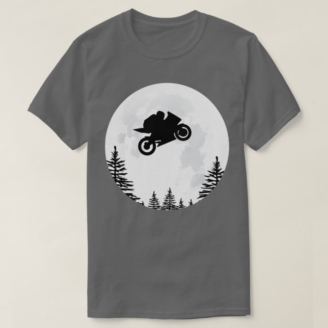 Camiseta Moto de Moto GP en moto sobre la luna (Diseño del anverso)