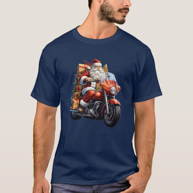 Camiseta Moto de Santa Riding: idea de regalo de Navidades (Anverso)