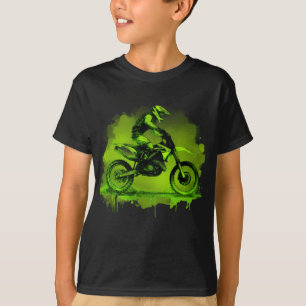 Camiseta Moto de Tierra de Color de Agua Verde