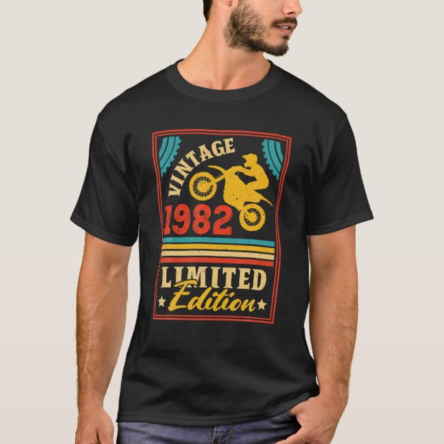 Camiseta Motocicleta 40º Cumpleaños Hombres Vintage 1982 Bi (Anverso)
