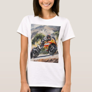 Camiseta Motocicleta acorralando una montaña