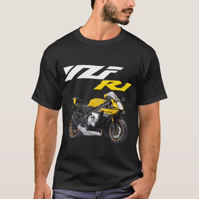 Camiseta Motocicleta amarilla R1 Sporstbike (Anverso)