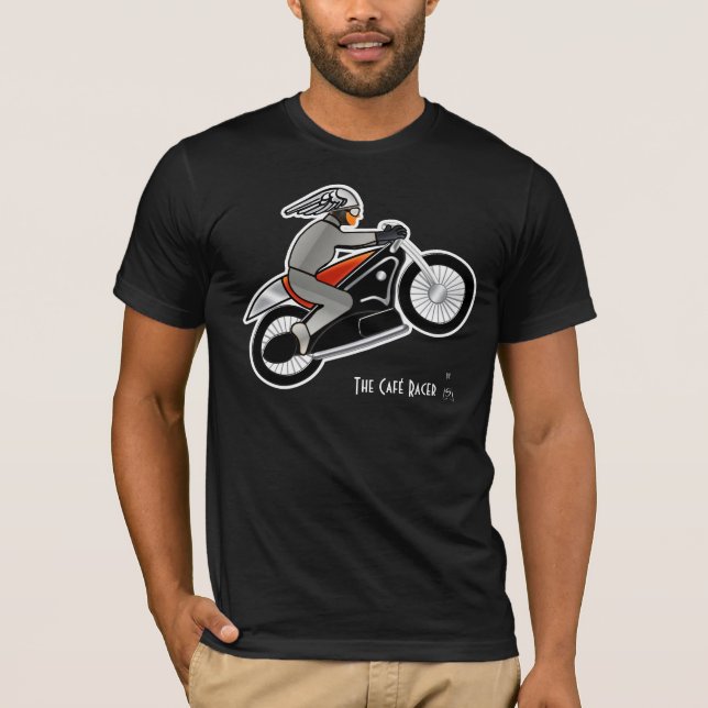 Camiseta Motocicleta Art Déco con jinete de casco alado (Anverso)