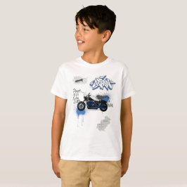 Camiseta Motocicleta azul y gris graffiti niños T-Shirt