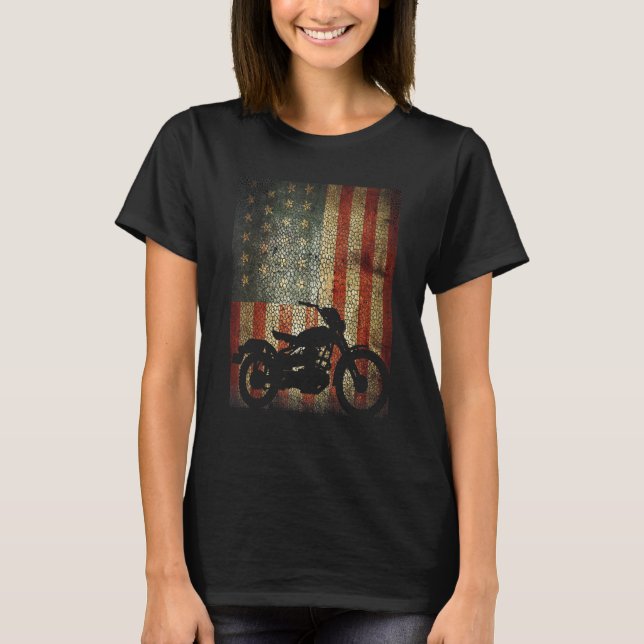 Camiseta Motocicleta Biker America Bandera Patriótica Grung (Anverso)