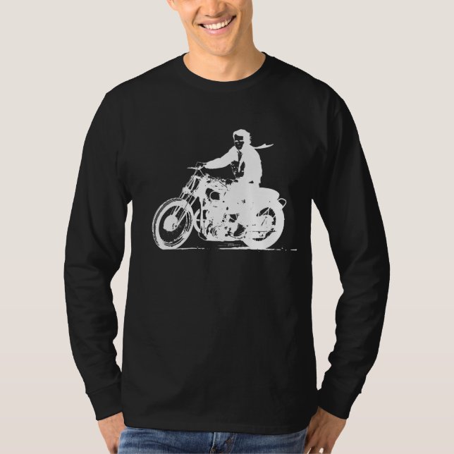 Camiseta Motocicleta blanca del vintage - obra clásica (Anverso)