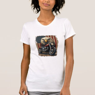 Camiseta Motocicleta Chopper Retro Biker Bandera EEUU