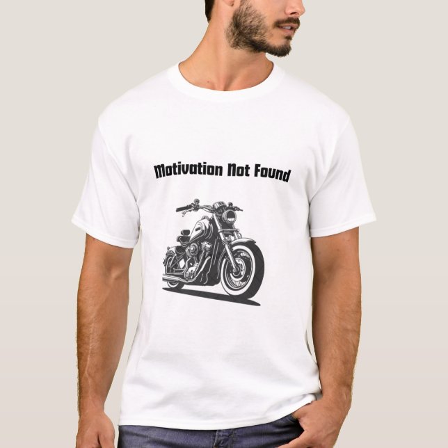 Camiseta Motocicleta clásica con "Motivación no encontrada" (Anverso)