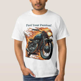 Camiseta Motocicleta clásica en movimiento con llamas