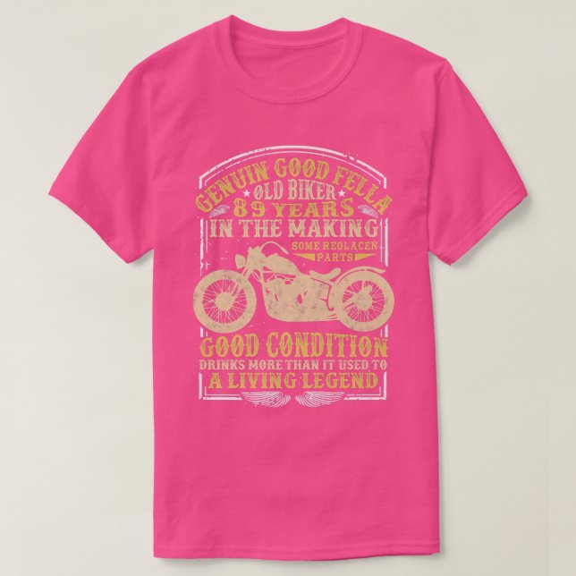 Camiseta Motocicleta clásica vintage de 89 años (Diseño del anverso)