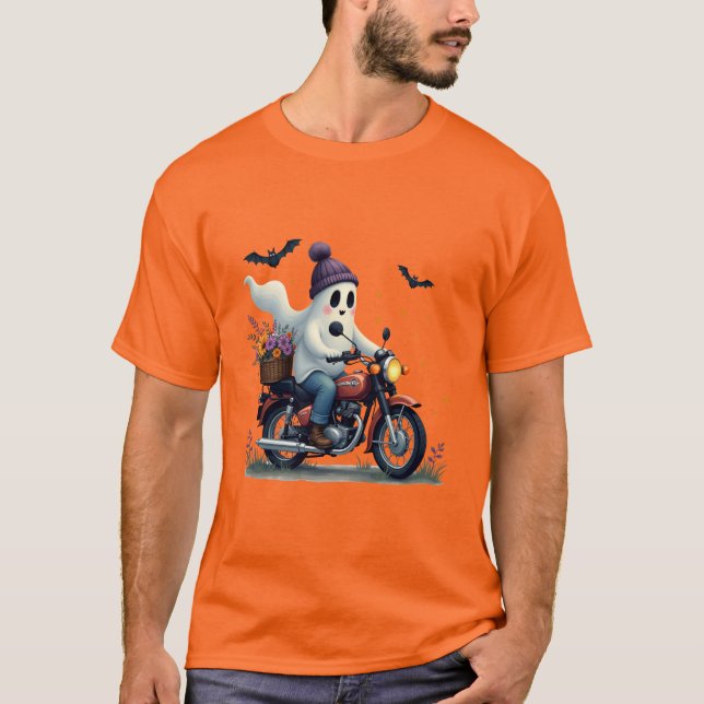 Camiseta Motocicleta con flores Halloween (Anverso)