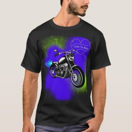 Camiseta Motocicleta con pintura azul y verde salpicando ca