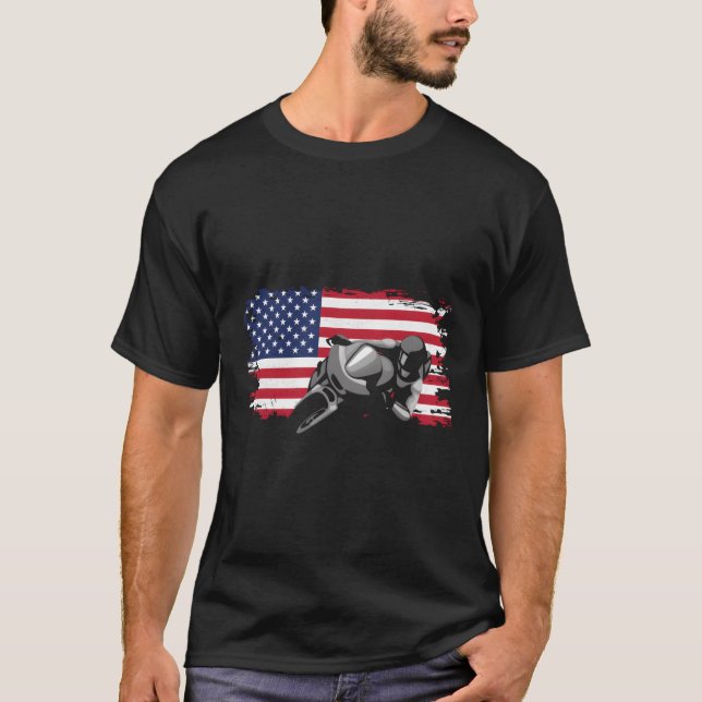 Camiseta Motocicleta de bandera estadounidense (Anverso)