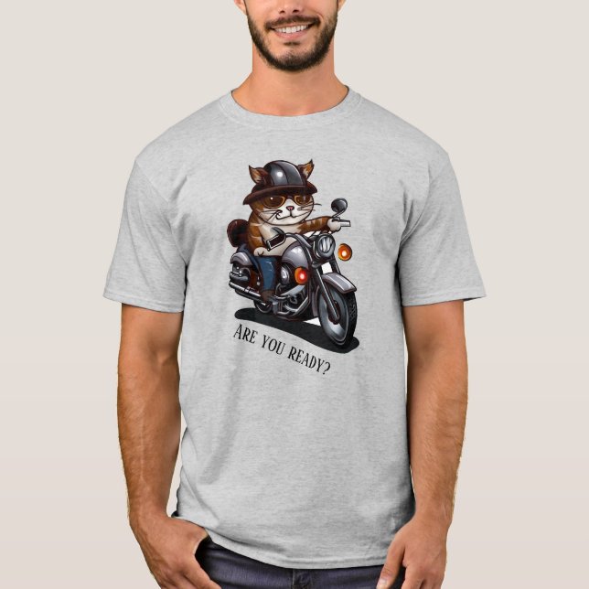 Camiseta Motocicleta de ciclismo de gatos Guay está listo (Anverso)