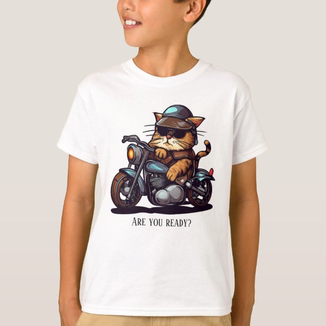 Camiseta Motocicleta de ciclismo de gatos Guay está listo (Anverso)