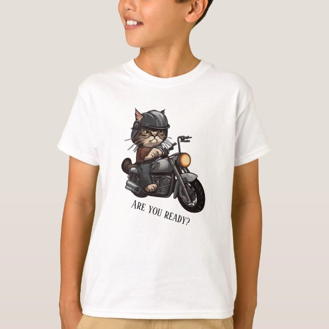Camiseta Motocicleta de ciclismo de gatos Guay está listo (Anverso)