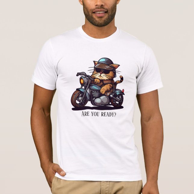 Camiseta Motocicleta de ciclismo de gatos Guay está listo (Anverso)
