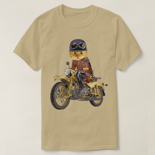 Camiseta Motocicleta de conducción de gatos  (Diseño del anverso)