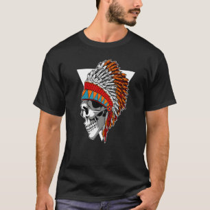Camiseta Motocicleta de cráneo de herencia india nativa H