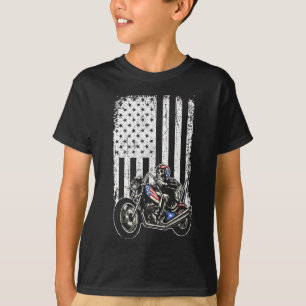 Camiseta Motocicleta de época - Detallada con bandera esta
