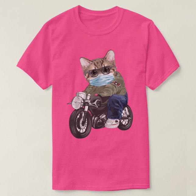 Camiseta Motocicleta De Gato Con Máscara (Diseño del anverso)