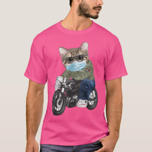 Camiseta Motocicleta De Gato Con Máscara