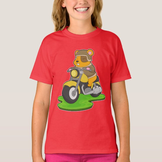 Camiseta Motocicleta de Hamster (Anverso)