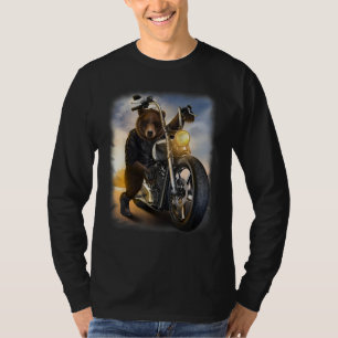 Camiseta Motocicleta de helicóptero con oso pardo al atarde