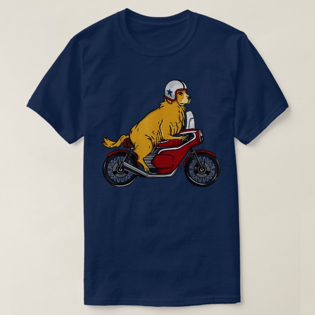 Camiseta Motocicleta de paseos en perros de Golden Retrieve (Diseño del anverso)