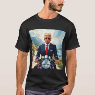 Camiseta Motocicleta de Trump en hermosas montañas de Estad