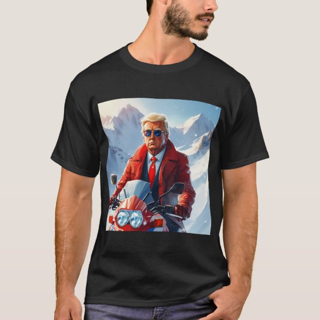 Camiseta Motocicleta de Trump en Navidades de invierno MAGA (Anverso)