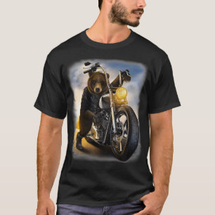Camiseta Motocicleta del helicóptero del oso parduzco