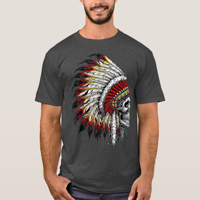 Camiseta Motocicleta del jefe indígena nativo americano (Anverso)