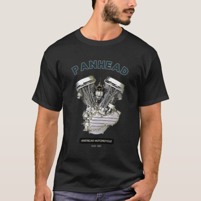 Camiseta Motocicleta Del Motor Hd Panhead V-Twin 4865 Biker (Anverso)