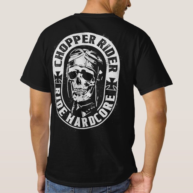 Camiseta Motocicleta del piloto de cráneo del helicóptero d (Reverso)