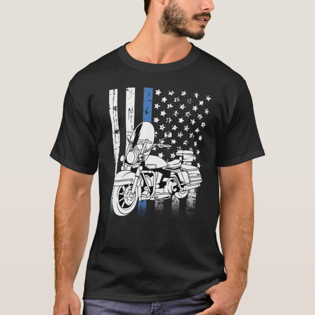 Camiseta Motocicleta delgada de la línea azul (Anverso)